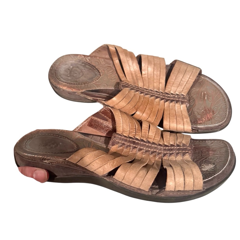 Ariat Tan Leather Woven Slide Sandals
